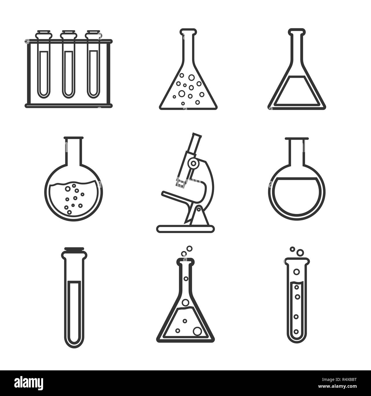 Icona di laboratorio set. Illustrazione Vettoriale, design piatto. Illustrazione Vettoriale