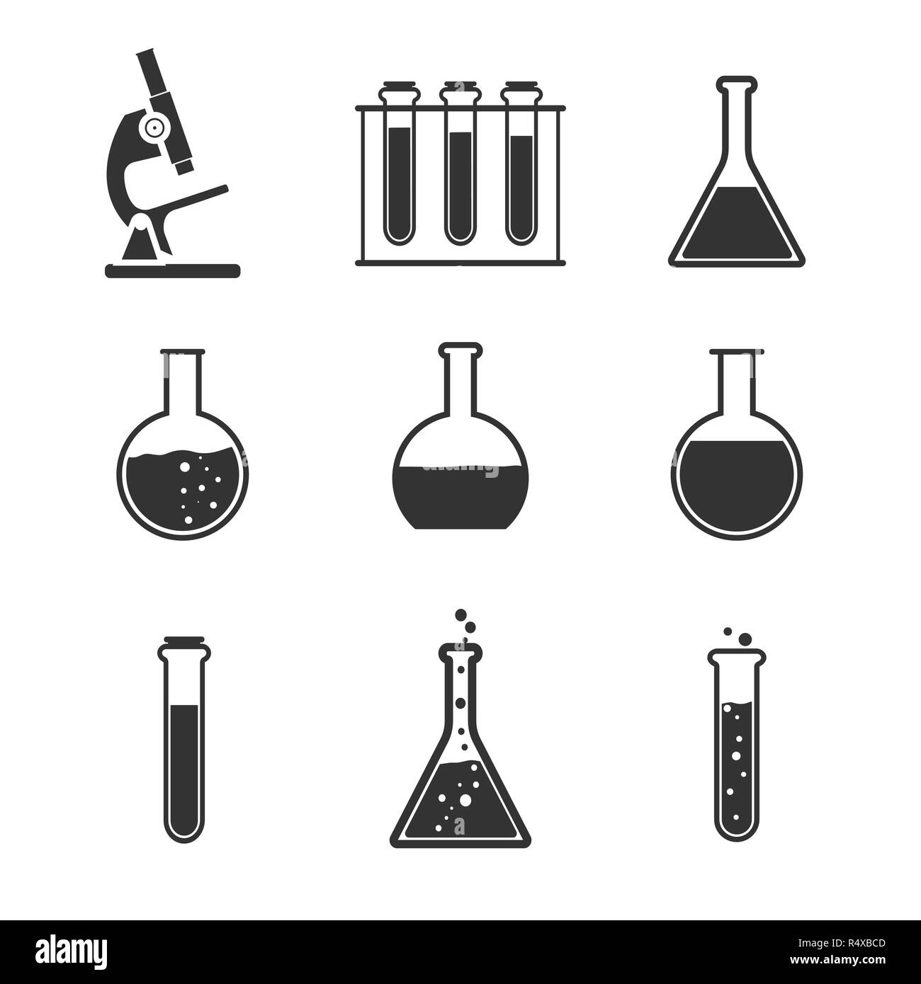 Icona di laboratorio set. Illustrazione Vettoriale, design piatto. Illustrazione Vettoriale