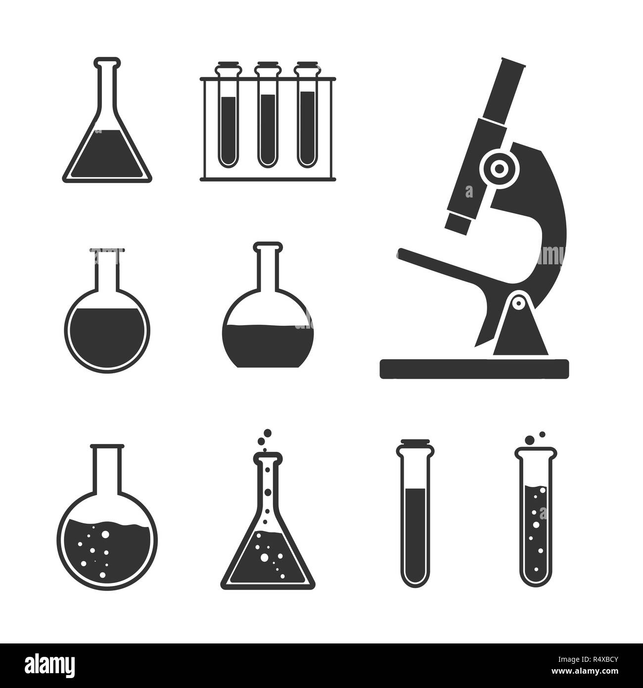 Icona di laboratorio set. Illustrazione Vettoriale, design piatto. Illustrazione Vettoriale