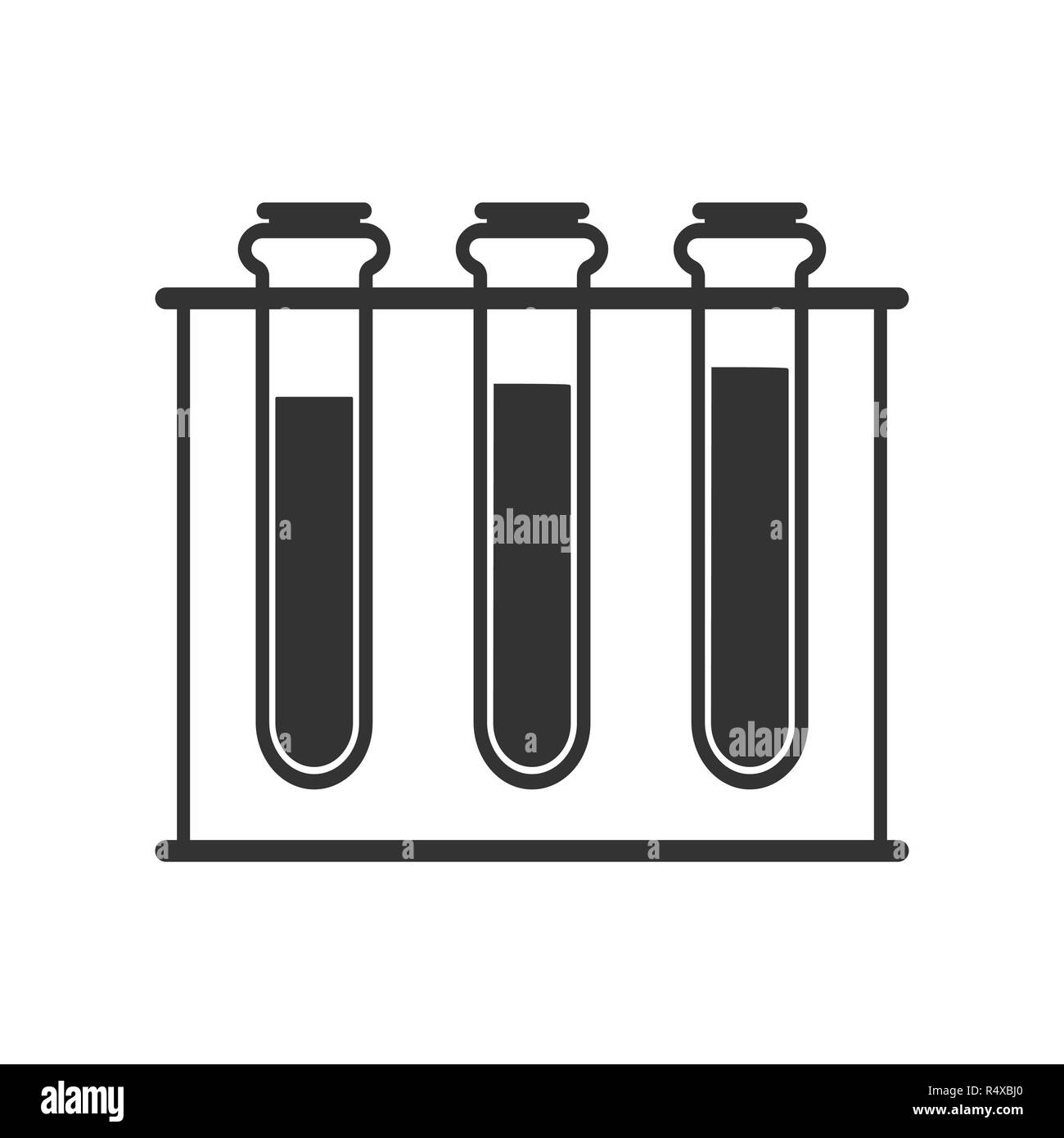 Tubo di prova e la relativa icona. Illustrazione Vettoriale, design piatto. Illustrazione Vettoriale