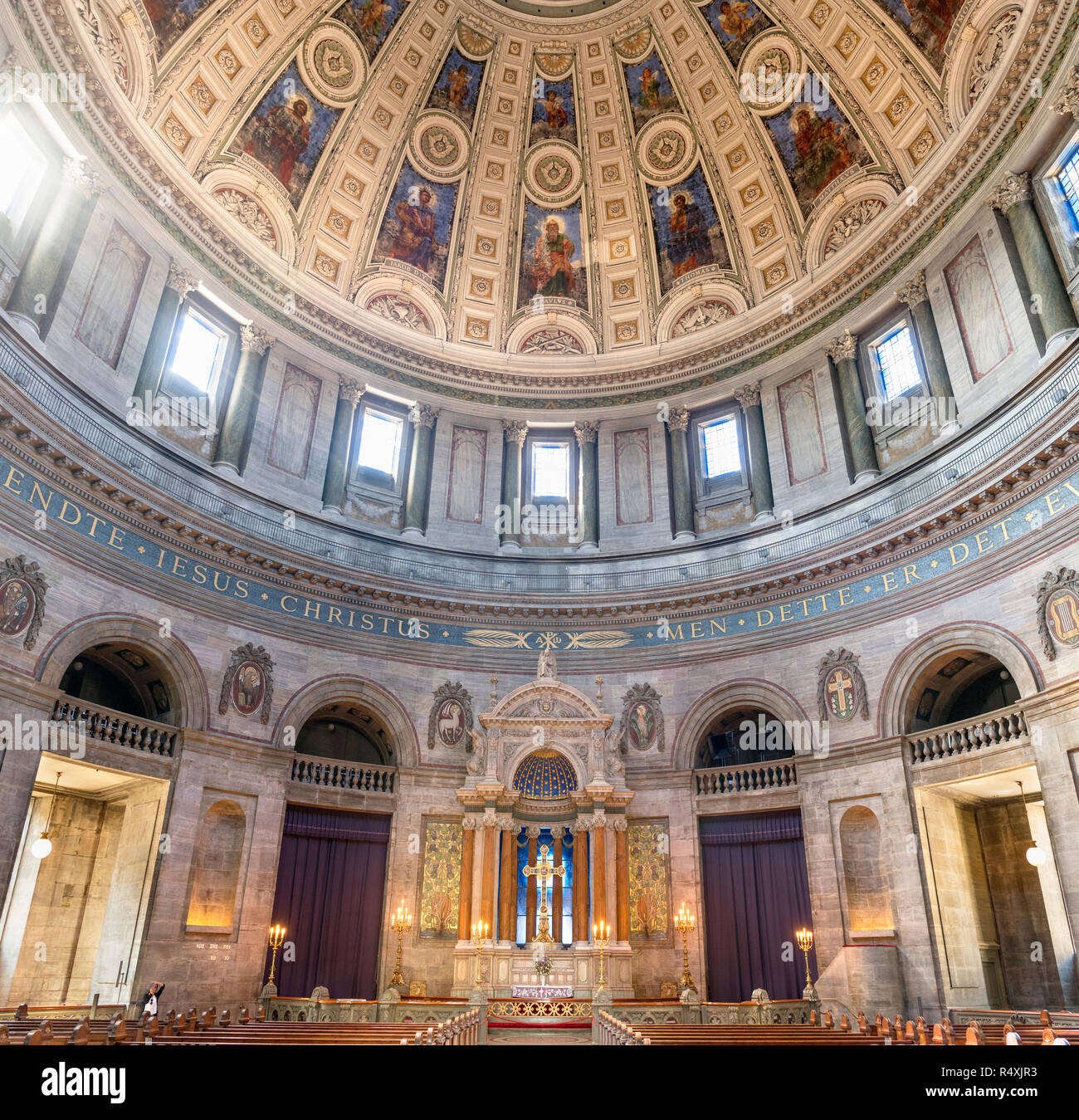 Interno della Frederiks Kirke (Federico la chiesa), noto come Marmorkirken (la Chiesa di Marmo), Frederiksstaden, Copenhagen, Danimarca Foto Stock