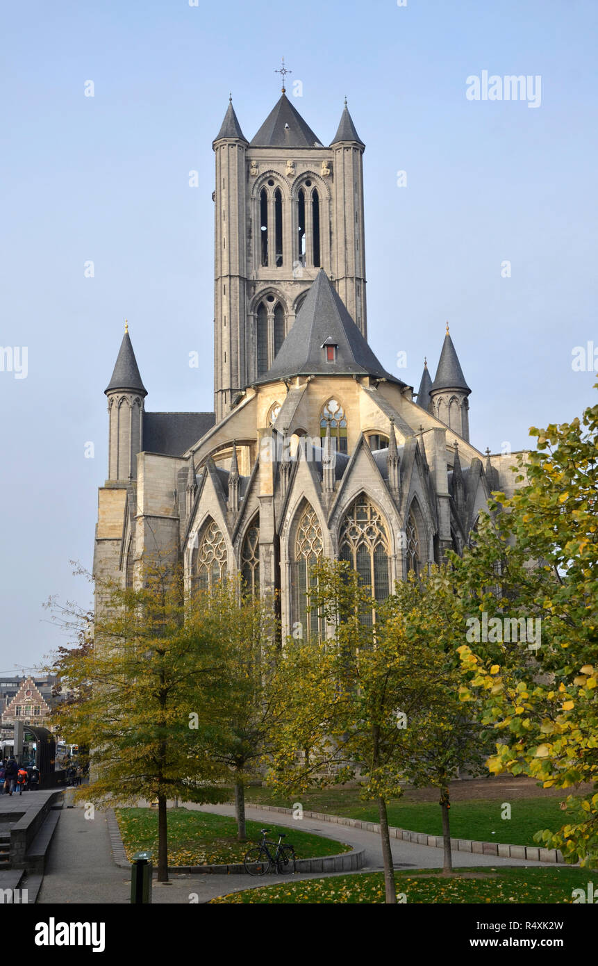 Cattedrale di St Bavo nella città belga di Gand Foto Stock