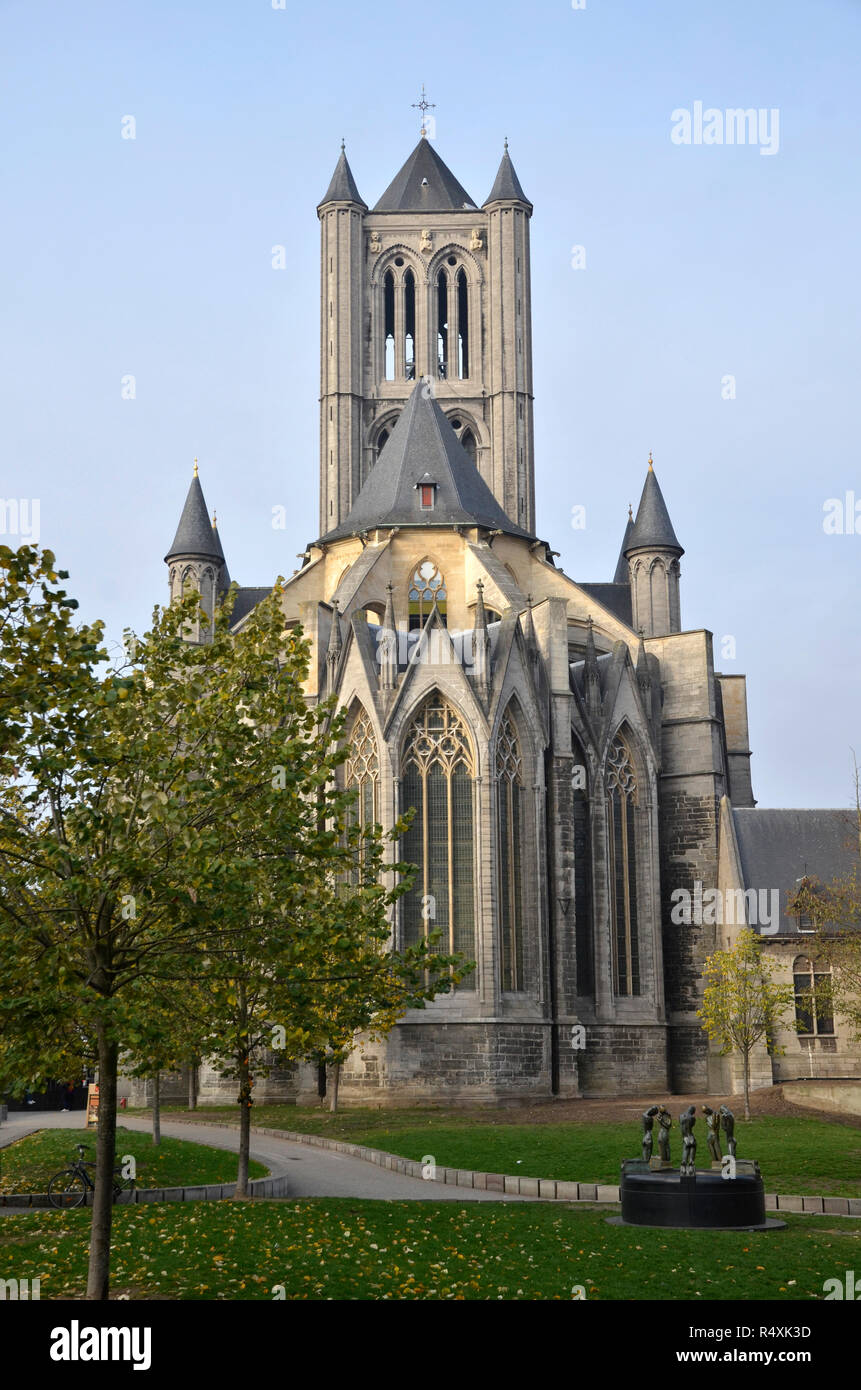 Cattedrale di St Bavo nella città belga di Gand Foto Stock