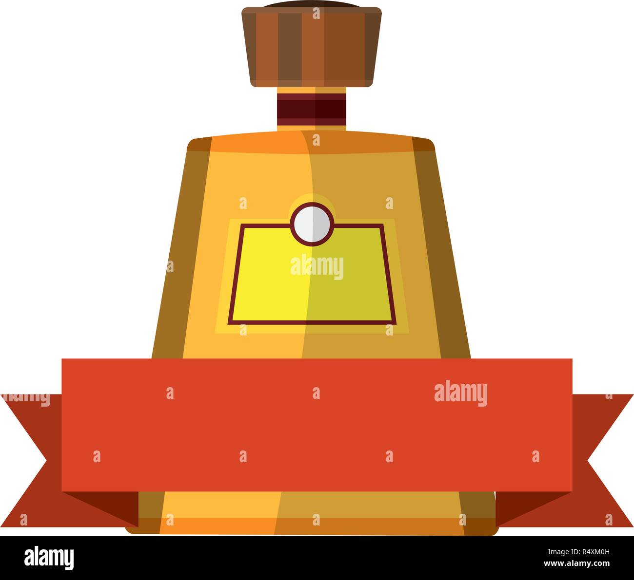 Icona messicano tequila bottiglia con nastro cartoon illustrazione vettoriale graphic design Illustrazione Vettoriale