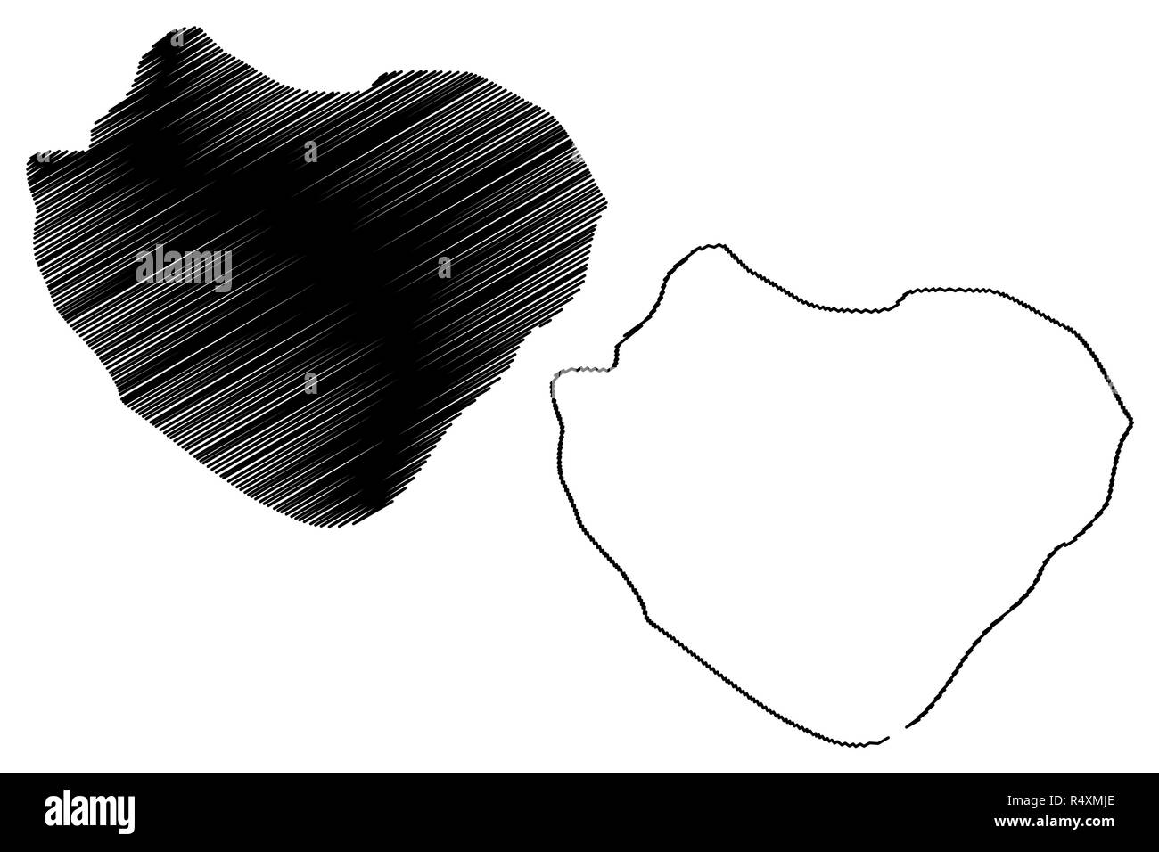 Isola Wowoni (suddivisioni di Indonesia, Province di Indonesia) mappa illustrazione vettoriale, scribble schizzo Wawonii mappa Illustrazione Vettoriale