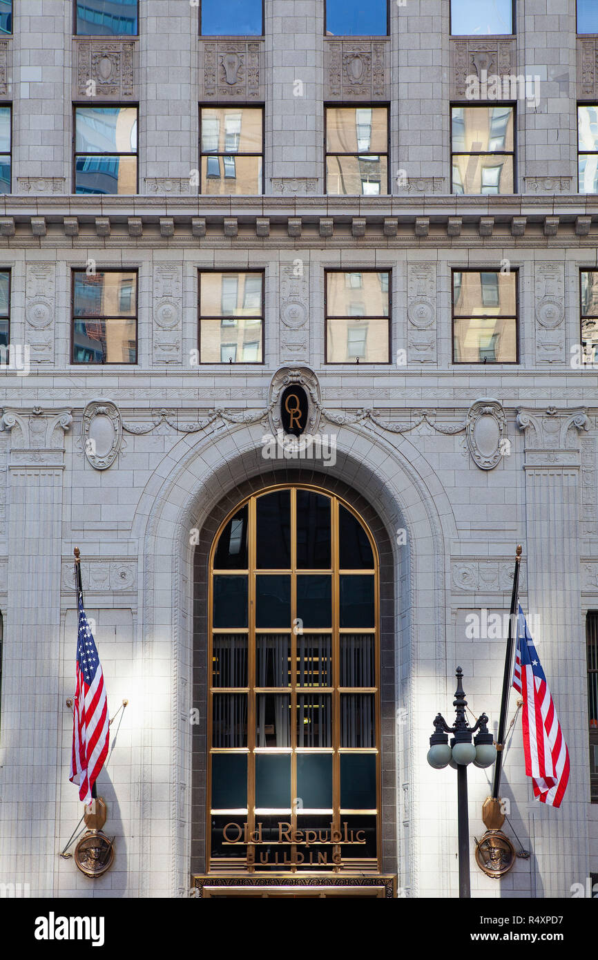 Chicago, Stati Uniti d'America - Giugno 12,2013: Repubblica Vecchia costruzione in Chicago.Repubblica Vecchia è un edificio a 24 piani di un edificio alto a Chicago, Illinois, U.S.A. Foto Stock