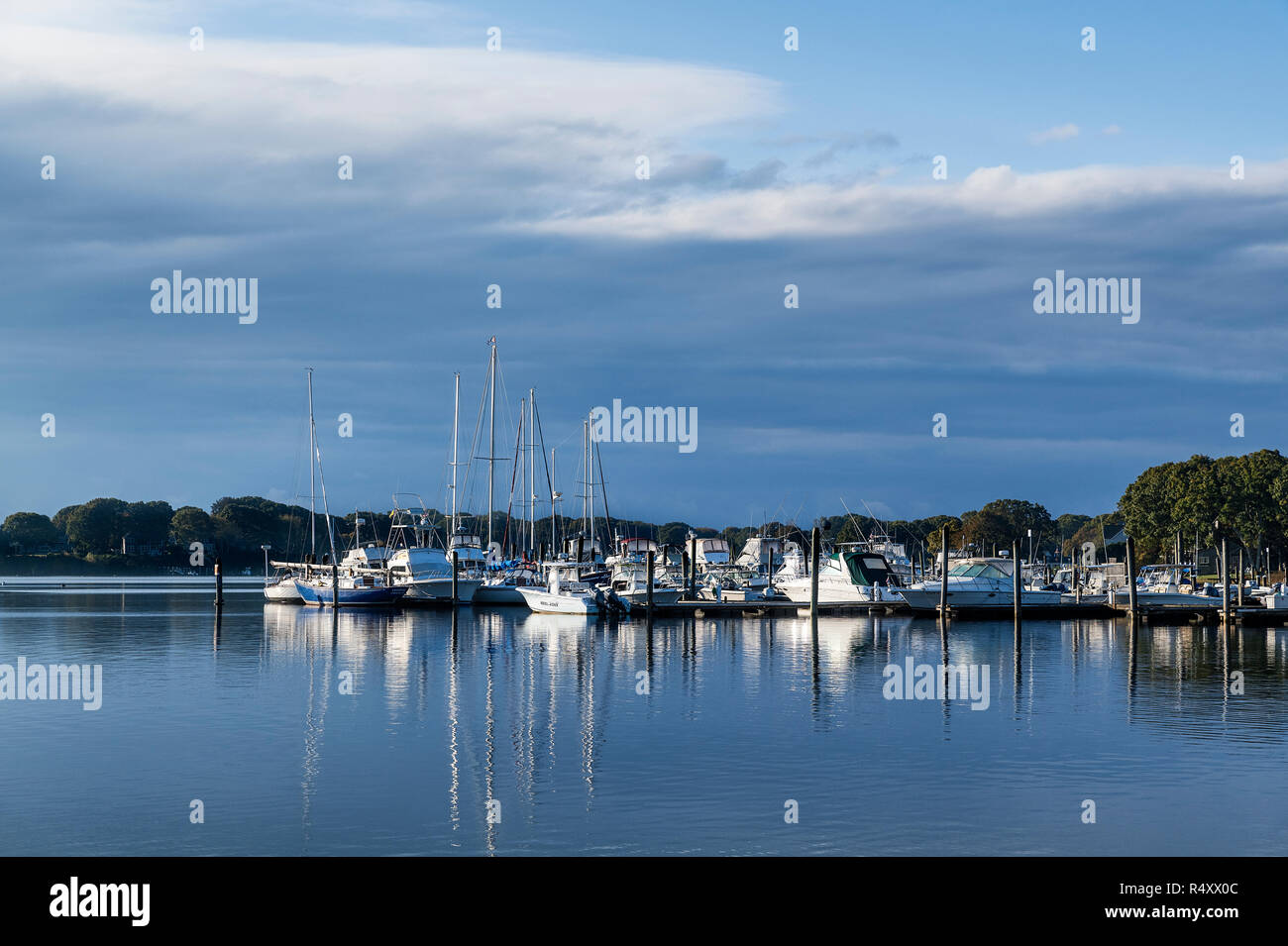 Marina barche, Rodman Crossing, Wakefield, Rhode Island, Stati Uniti d'America. Foto Stock