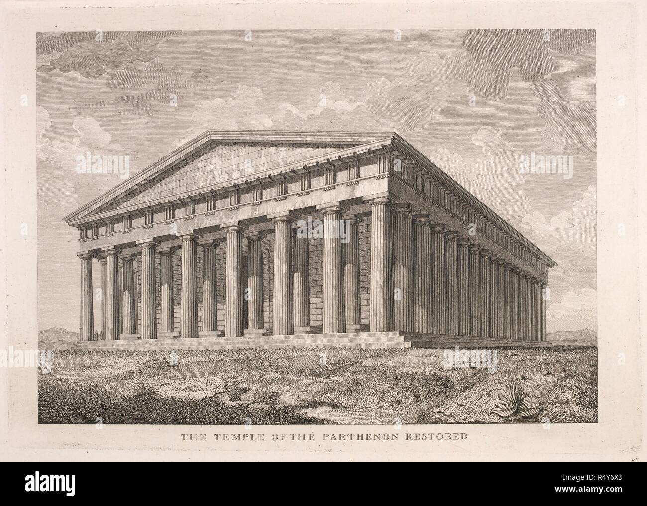Il tempio del Partenone ripristinato. Museo Worsleyanum. Londra, 1794 - 1803. Fonte: 459.g.16, pagina 72. Foto Stock