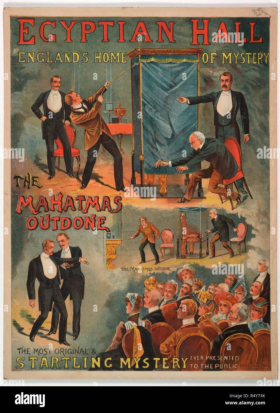'L'Mahatmas superato", presentata presso la Sala Egizia da Maskelyne e Cooke nel 1891. Una collezione di opuscoli da locandine e stampati vari. Originariamente pubblicato/prodotto in London, 1800 - 1895. Immagine presa da una raccolta di opuscoli da locandine e stampati vari in materia di intrattenimento in stile vittoriano e la vita di tutti i giorni. Originariamente pubblicato/prodotto in London, 1800 - 1895. Fonte: Evan.408. Lingua: Inglese. Foto Stock