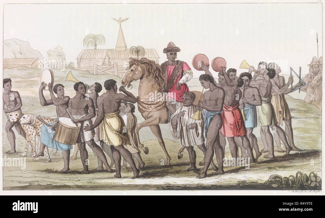 Un leader africano, con Entourage. Il costume antico e moderno ... Milano, 1816-34. Un leader africano, con Entourage. Due ghepardi essendo portato su catene. Musicisti. Immagine prendere da: Il costume antico e moderno ... Milano, 1816-34 . Fonte: 141.g.8, la piastra 38. Foto Stock
