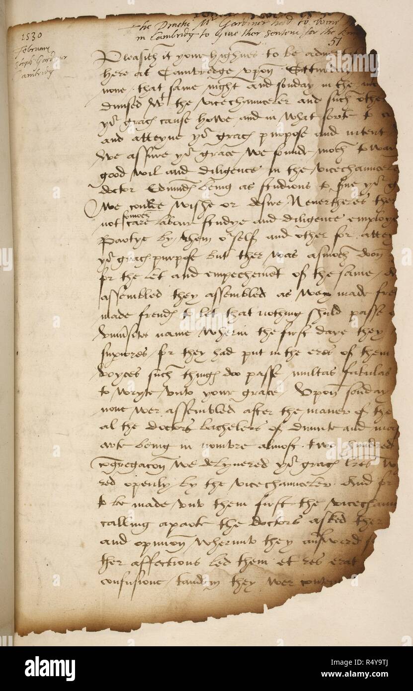 Lettera Di Stephen Gardiner Di Re Enrico Viii Concernenti Il Suo Matrimonio Con Caterina D Aragona