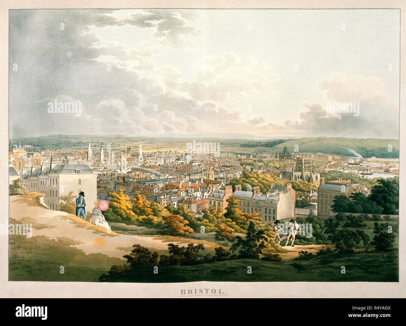 Una vista di Bristol. Xix c. Fonte: Mappe K.Top.37,37.e. Autore: collina. Pugin, A. Foto Stock