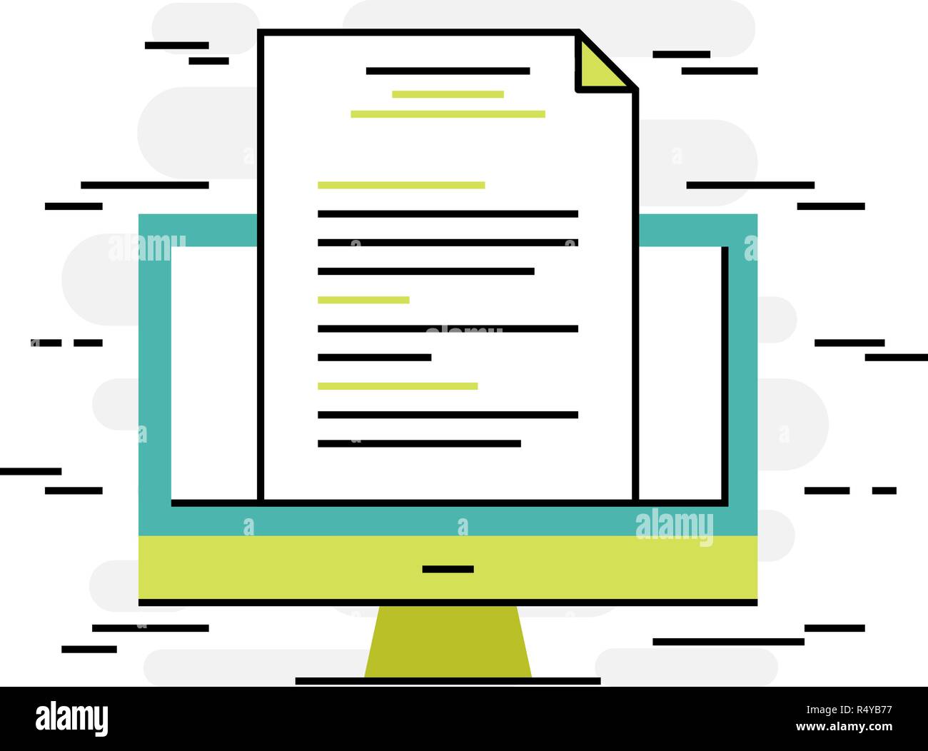 Design piatto sottile linea nozione di documento digitale Illustrazione Vettoriale