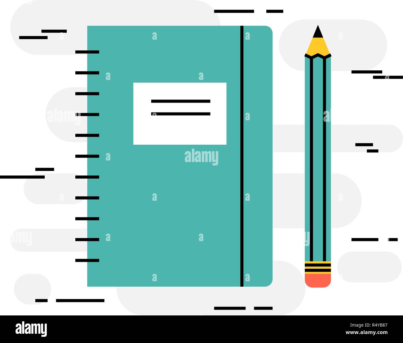 Design piatto sottile linea concetto di diario di scrittura o abbozzare idee Illustrazione Vettoriale