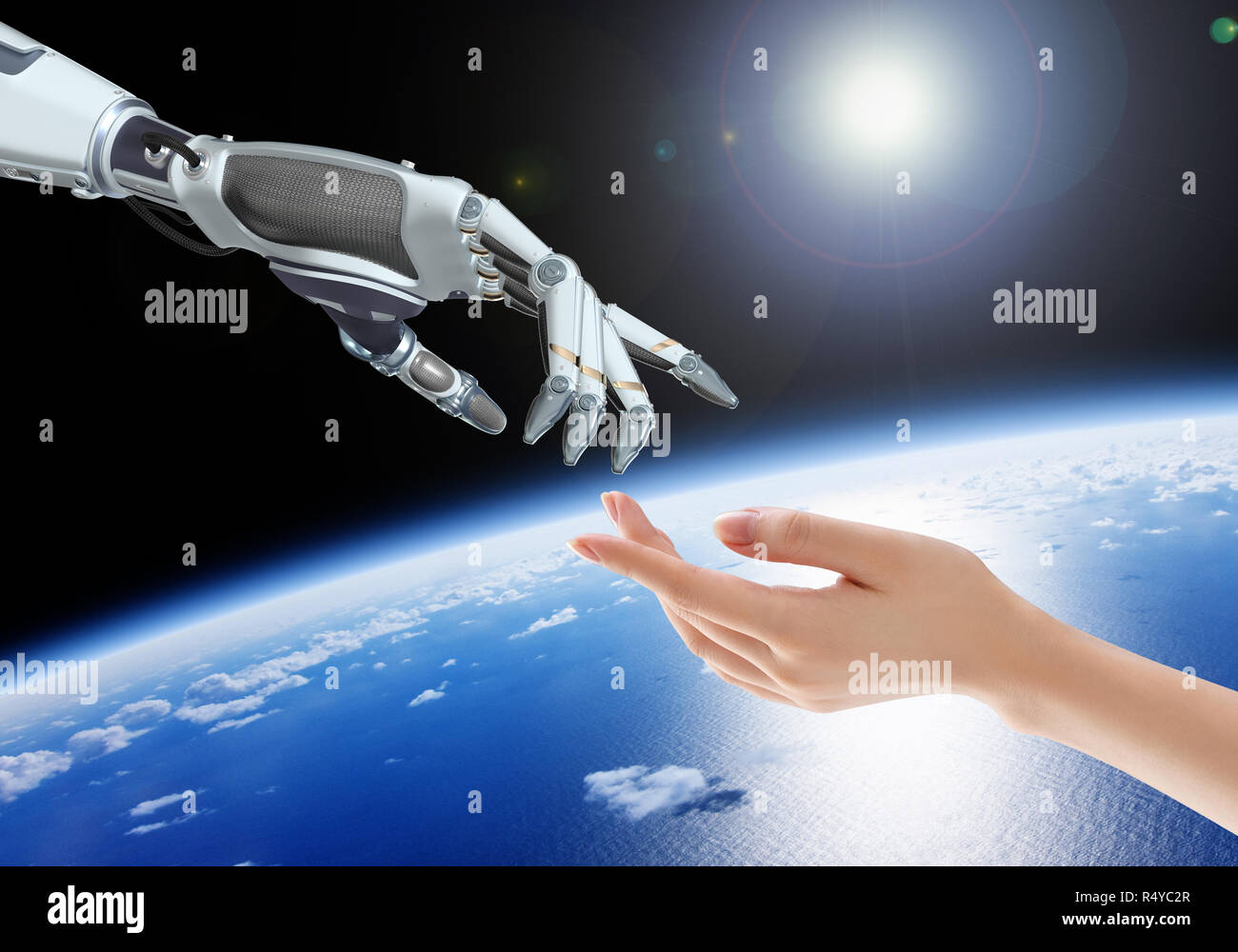 Il braccio robotico e la mano Foto Stock