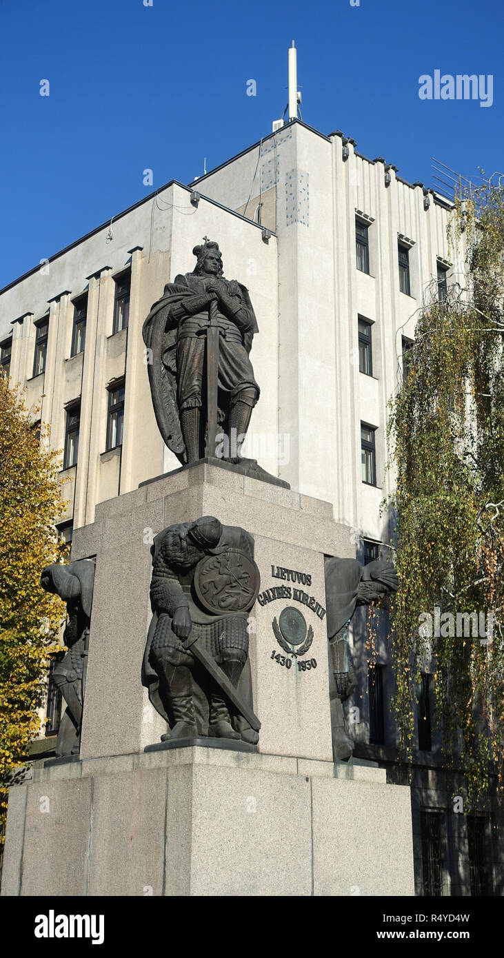 Il Duca di Vytautas il grande statua in Kaunas Lituania Europa Foto Stock