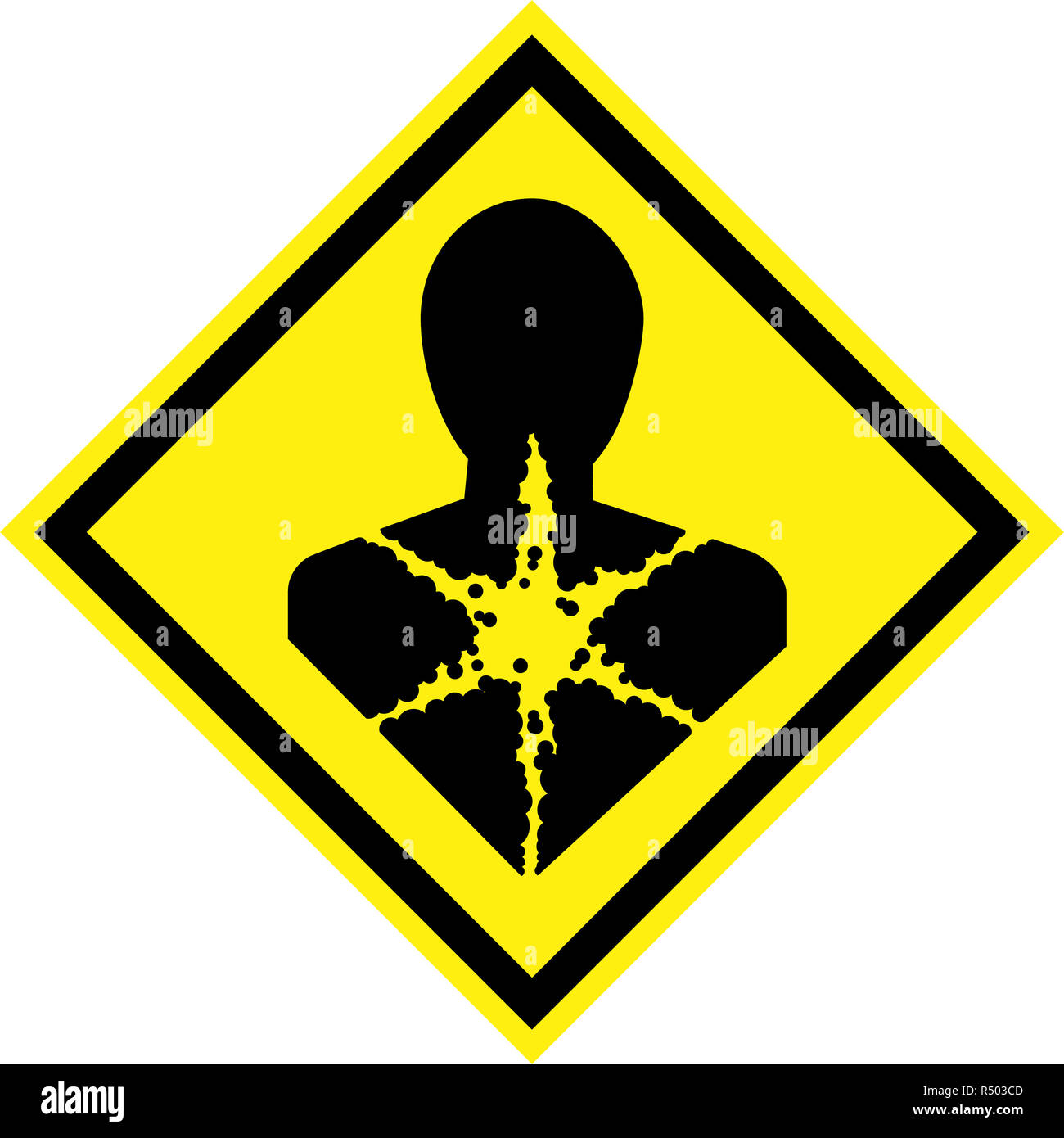 Pericolo giallo segno con sostanze cancerogene simbolo Foto Stock