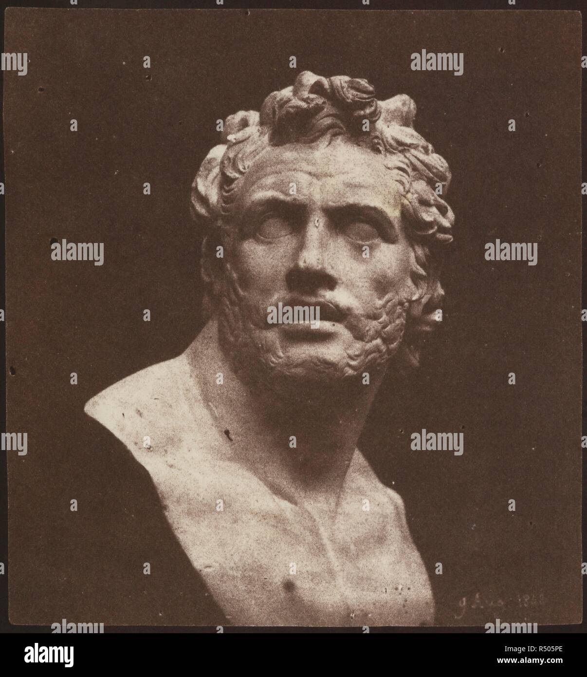 Busto di Patroclus, 9 agosto 1843. 1843. Carta salata stampa da un calotype negativo. Fonte: Talbot Foto 2 (426). Autore: TALBOT, William Henry Fox. Foto Stock