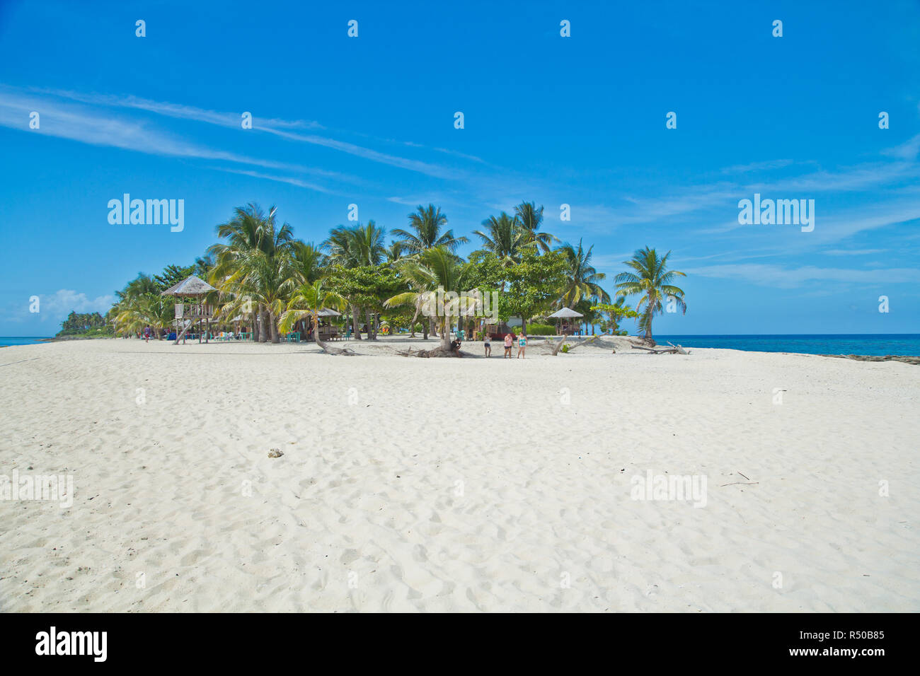 Kalanggaman Island è una delle isole più belle delle Filippine. L'acqua in modo chiaro e blu, la sabbia così bianca come polvere. Foto Stock