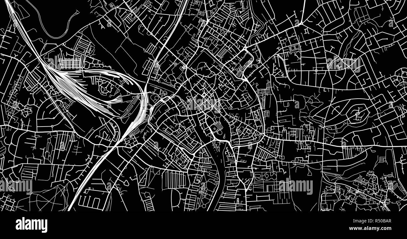 Vettore urbano mappa della città di York, Inghilterra Illustrazione Vettoriale