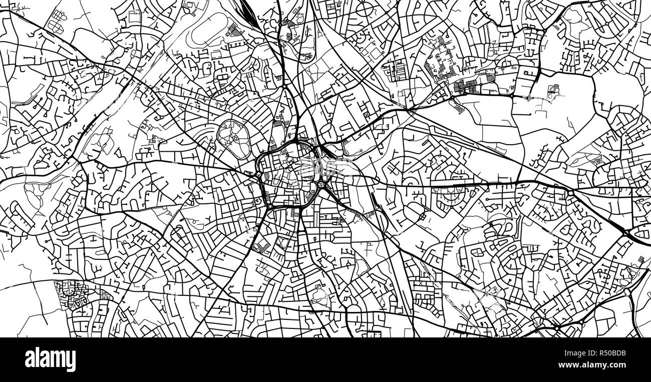 Vettore urbano mappa della città di Wolverhampton, Inghilterra Illustrazione Vettoriale