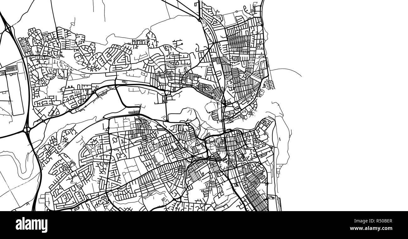 Vettore urbano mappa della città di Sunderland, Inghilterra Illustrazione Vettoriale