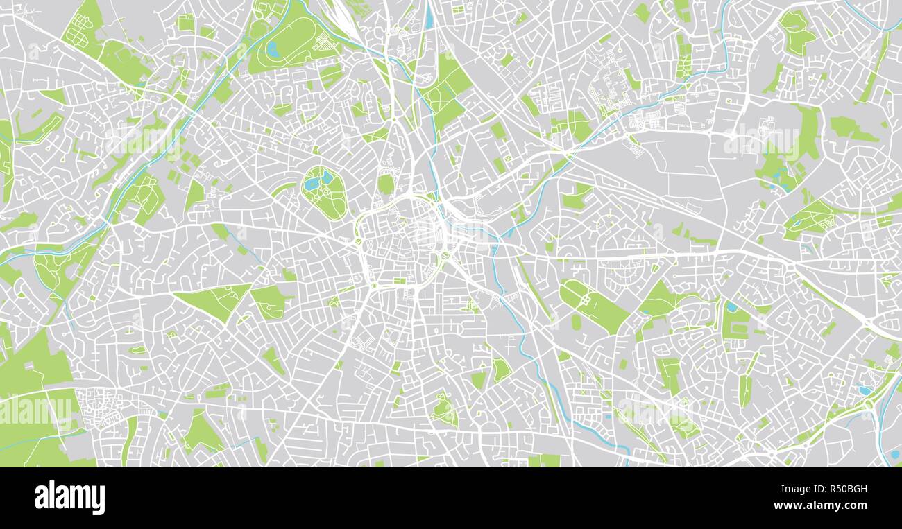 Vettore urbano mappa della città di Wolverhampton, Inghilterra Illustrazione Vettoriale