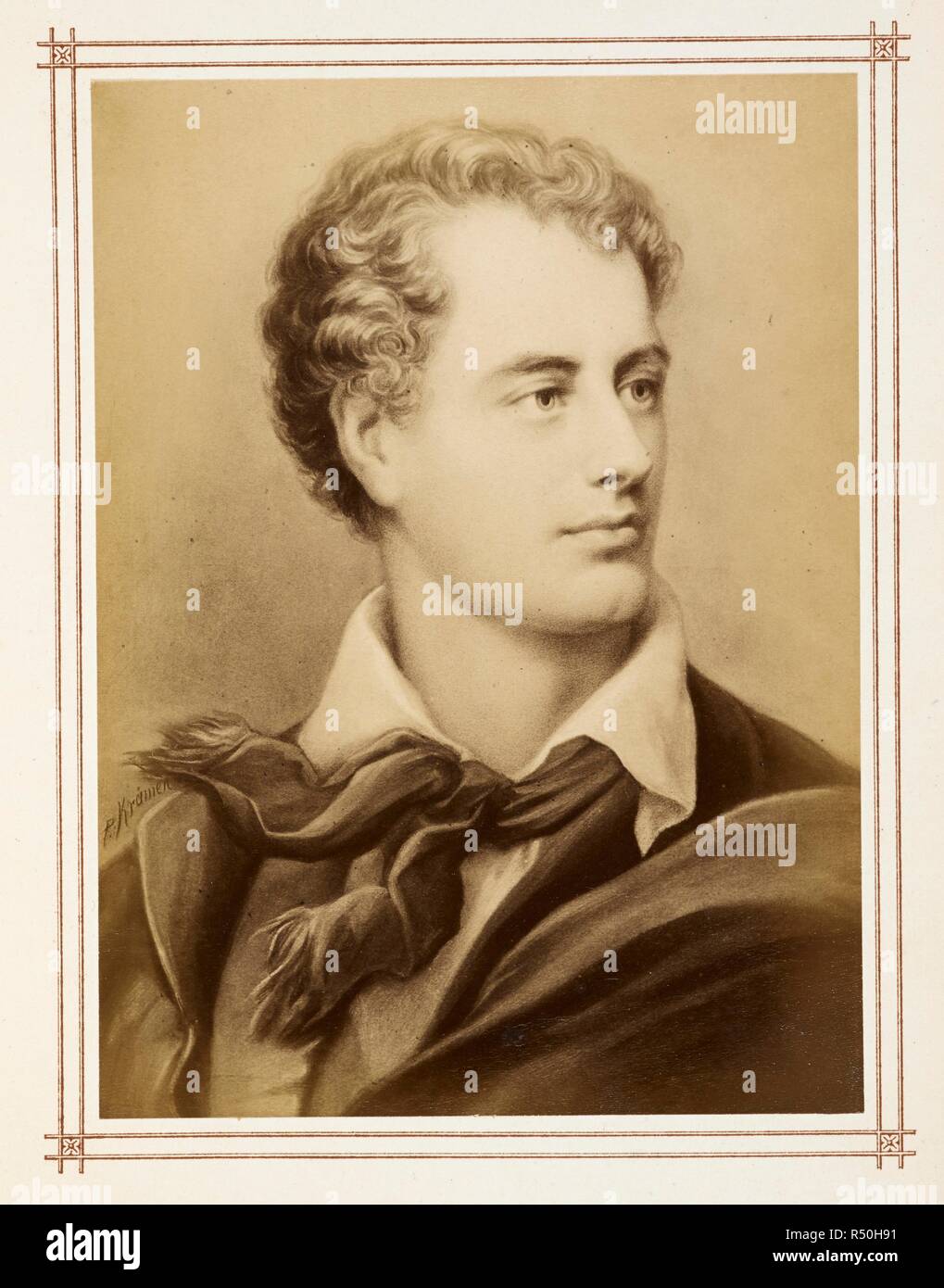 George Gordon Byron, sesto Barone Byron, successivamente George Gordon Noel, sesto Barone Byron, FRS (22 gennaio 1788 â€" 19 aprile 1824), comunemente noti semplicemente come Lord Byron, fu un poeta inglese e una figura di primo piano del movimento romantico. Poeti inglesi. Dodici saggi ... Con dodici ritratti. Londra : Frederick Bruckmann, 1876. Fonte: 1560/4193 piastra affacciata a pagina 172. Autore: Gostick, Giuseppe. Foto Stock
