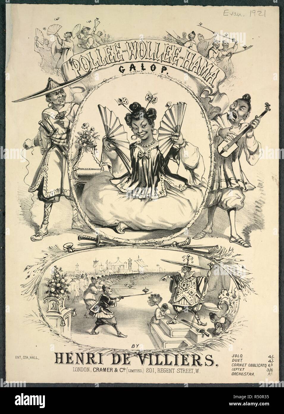 Pollee-Wollee-Hama. Una collezione di opuscoli da locandine, e la miscella. Londra, c. 1880. Poster per la varietà intrattenimento in 1875. Immagine presa da una raccolta di opuscoli da locandine e stampati vari in materia di intrattenimento in stile vittoriano e la vita di tutti i giorni. Originariamente pubblicato/prodotto in London, c. 1880. . Fonte: Evan.1921. Lingua: Inglese. Foto Stock