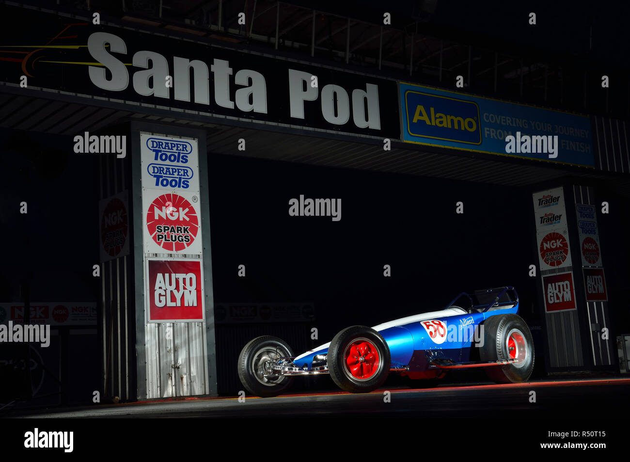 Allard Dragster prese a Santa Pod raceway Foto Stock