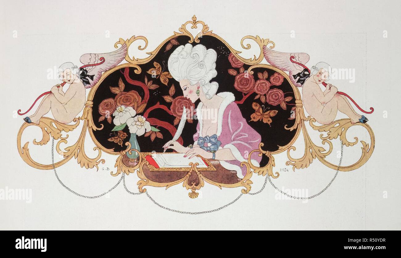 Una Donna Di Scrivere Una Lettera Xviii O Xix Secolo Abito L Illustrazione Dic 24 Illustrazione A Colori Il Francese Costume Moda Fonte L Illustrazione Noel Edizione Di Natale Lingua Francese Autore Barbier George