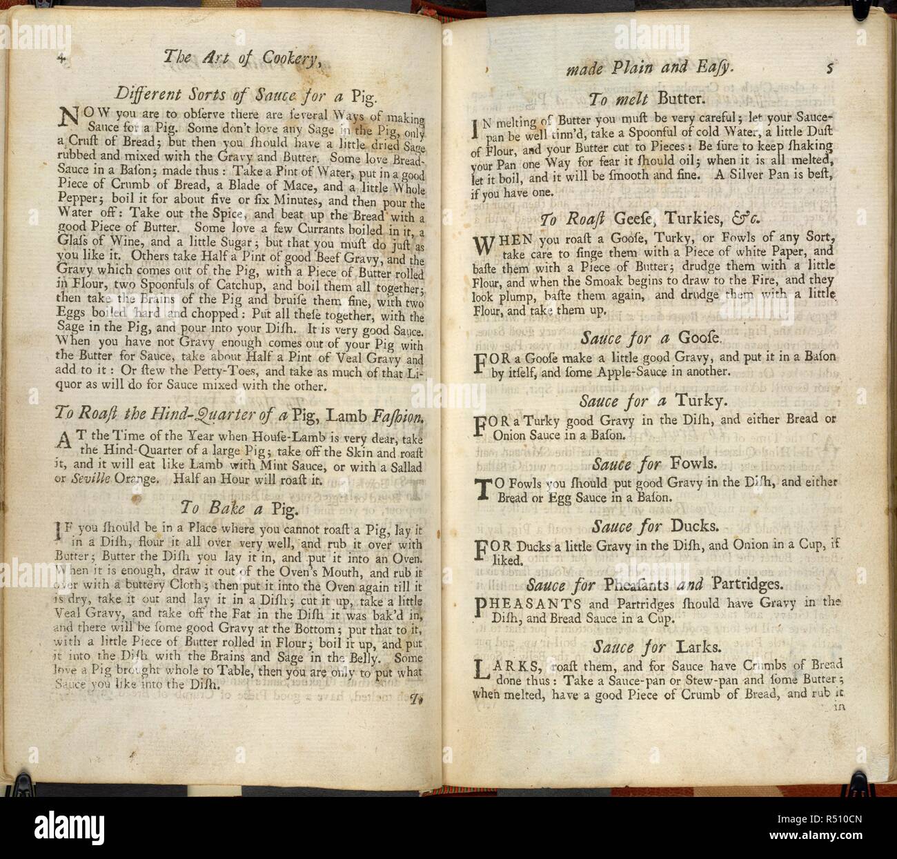 Una guida per la cottura di diversi tipi di ragù di maiale. L'arte culinaria ... Da una signora. Londra, 1747. Fonte: 1485.pp.18,. Lingua: Inglese. Autore: Glasse, Hannah. Foto Stock