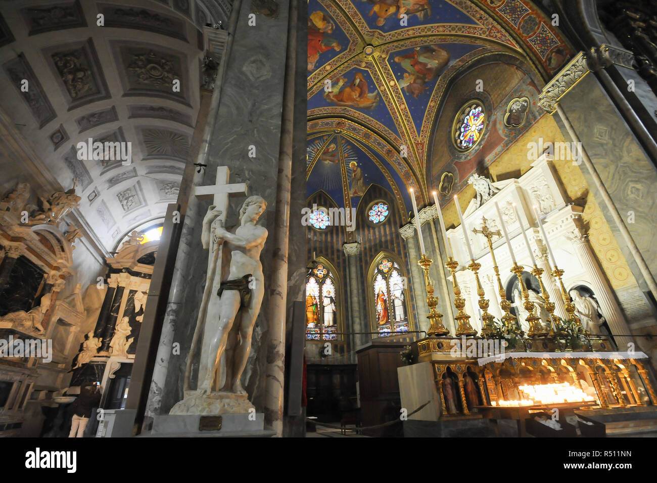 Renaissance statua del Cristo della Minerva (Cristo risorto) da Michelangelo nella Basilica gotica di Santa Maria sopra Minerva (Basilica di Saint Mary abov Foto Stock
