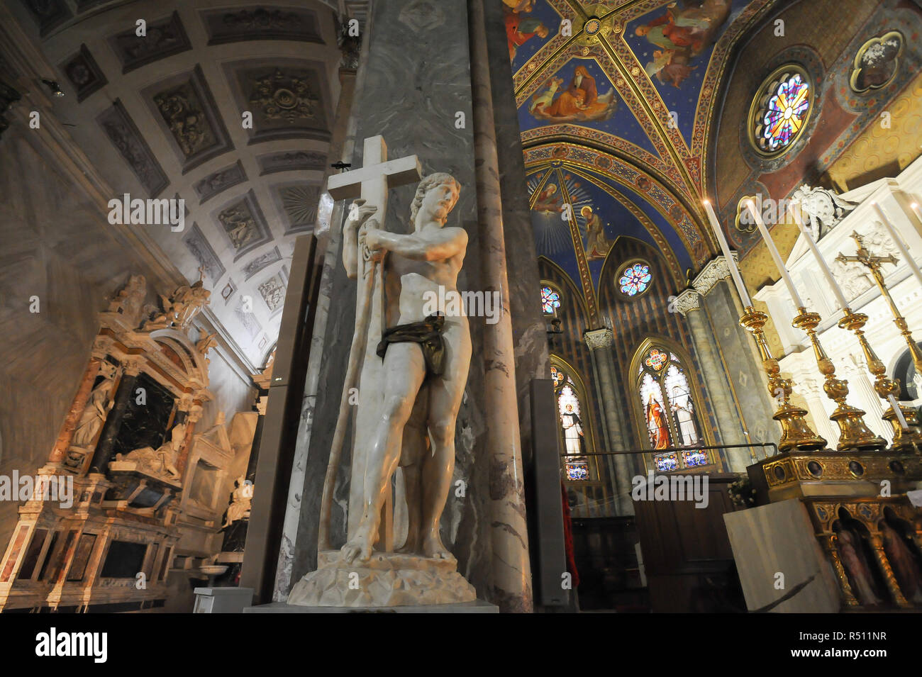 Renaissance statua del Cristo della Minerva (Cristo risorto) da Michelangelo nella Basilica gotica di Santa Maria sopra Minerva (Basilica di Saint Mary abov Foto Stock