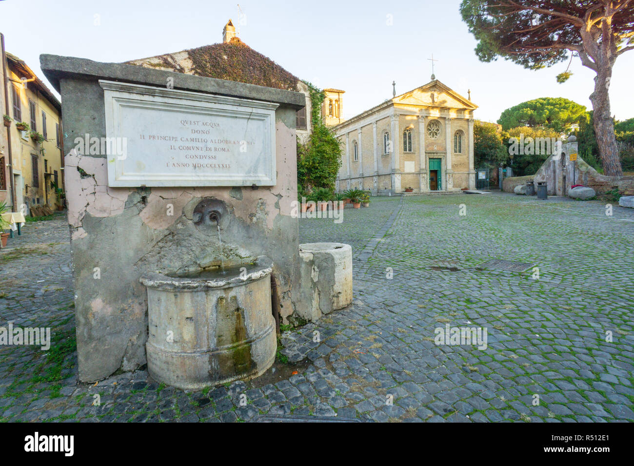 Ostia antica di Roma, Italia. Il borgo medievale o borgo vicino agli scavi di Ostia antica porta dell'Impero Romano Foto Stock