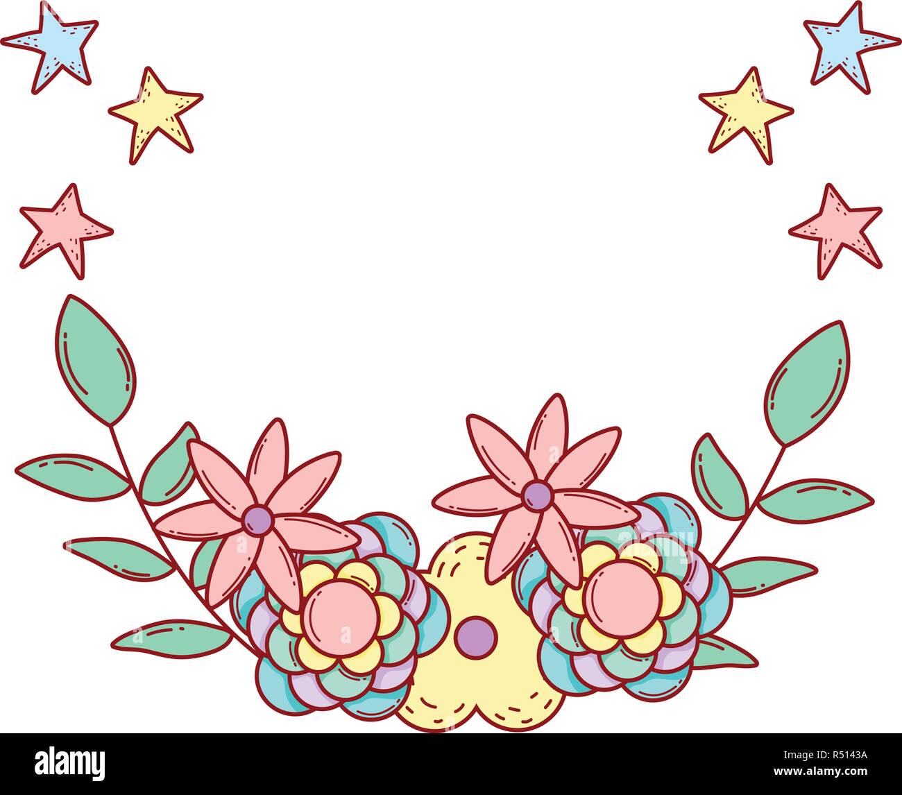 Graziosi fiori con foglie crown Illustrazione Vettoriale