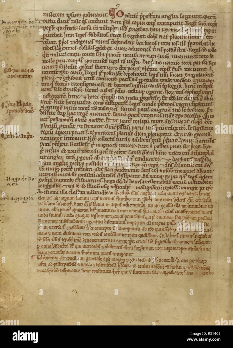 Il versetto conto della Magna Charta per l'anno 1215. La cronaca di Melrose Abbey. c. 1174-1A metà del XIV secolo. Fonte: Cotone Faustina B. IX, f.31v. Lingue: Latina. Foto Stock