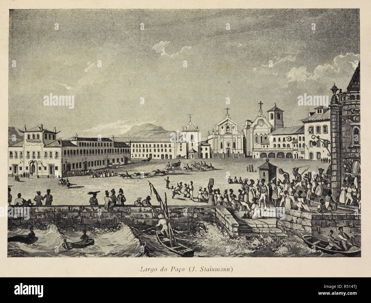 Una illustrazione del XIX secolo Rio de Janeiro città e porto. Il Brasile. . Un CoÌ"rte de D. JoaÌƒo no Rio de Janeiro, 1808-1821. Rio de Janeiro. Un CoÌ"rte de D. JoaÌƒo no Rio de Janeiro, 1808-1821. Con le piastre, inclusi "Estampas do livro de Maurice Rugendas â€™viaggio pittoresco dans le BreÌsil â€™ e "Estampas do livro de Jean Baptiste Debret â€™viaggio pittoresco au BreÌsil'. Fonte: X.700/456 opposta 16. Lingua: Portoghese. Autore: Luiz, Edmondo. Foto Stock