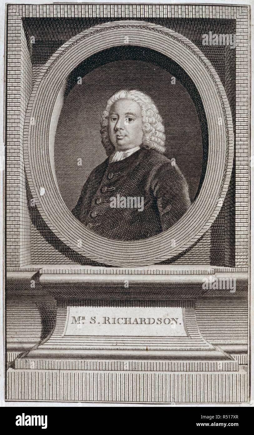 Samuel Richardson. [Lettere e passaggi ripristinato dall'originale m. Londra: S. Richardson, 1751. Samuel Richardson (1689-1761). Romanziere inglese. Ritratto. Immagine presa da [lettere e passaggi ripristinati dai manoscritti originali della storia di Clarissa. Per il quale è allegate, una raccolta di tali della morale e istruttivo sentimenti contenuta nella storia, come si presume che siano di uso generale e servizio pubblicato per amor di fare giustizia per gli acquirenti delle prime due edizioni di quel lavoro.]. Originariamente pubblicato/prodotto a Londra: S. Richardson, 1751. . Fonte: 12 Foto Stock