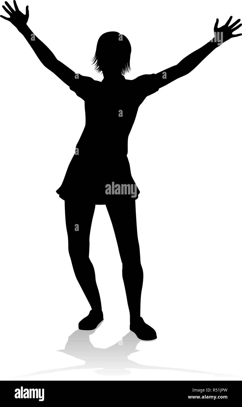 La donna a braccia alzate persona Silhouette Illustrazione Vettoriale