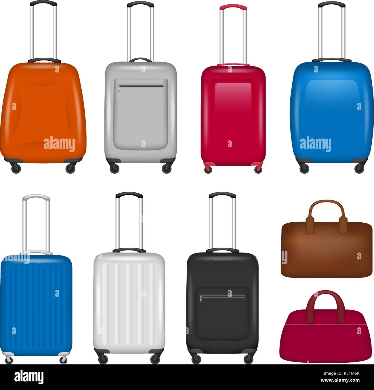 Valigetta da viaggio icon set. Set realistico della valigia viaggio icone  vettoriali per il web design isolato su sfondo bianco Immagine e Vettoriale  - Alamy