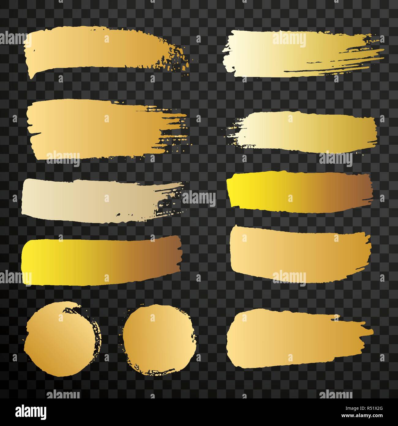 Set di golden pennello tratti isolati per Natale design. Illustrazione Vettoriale