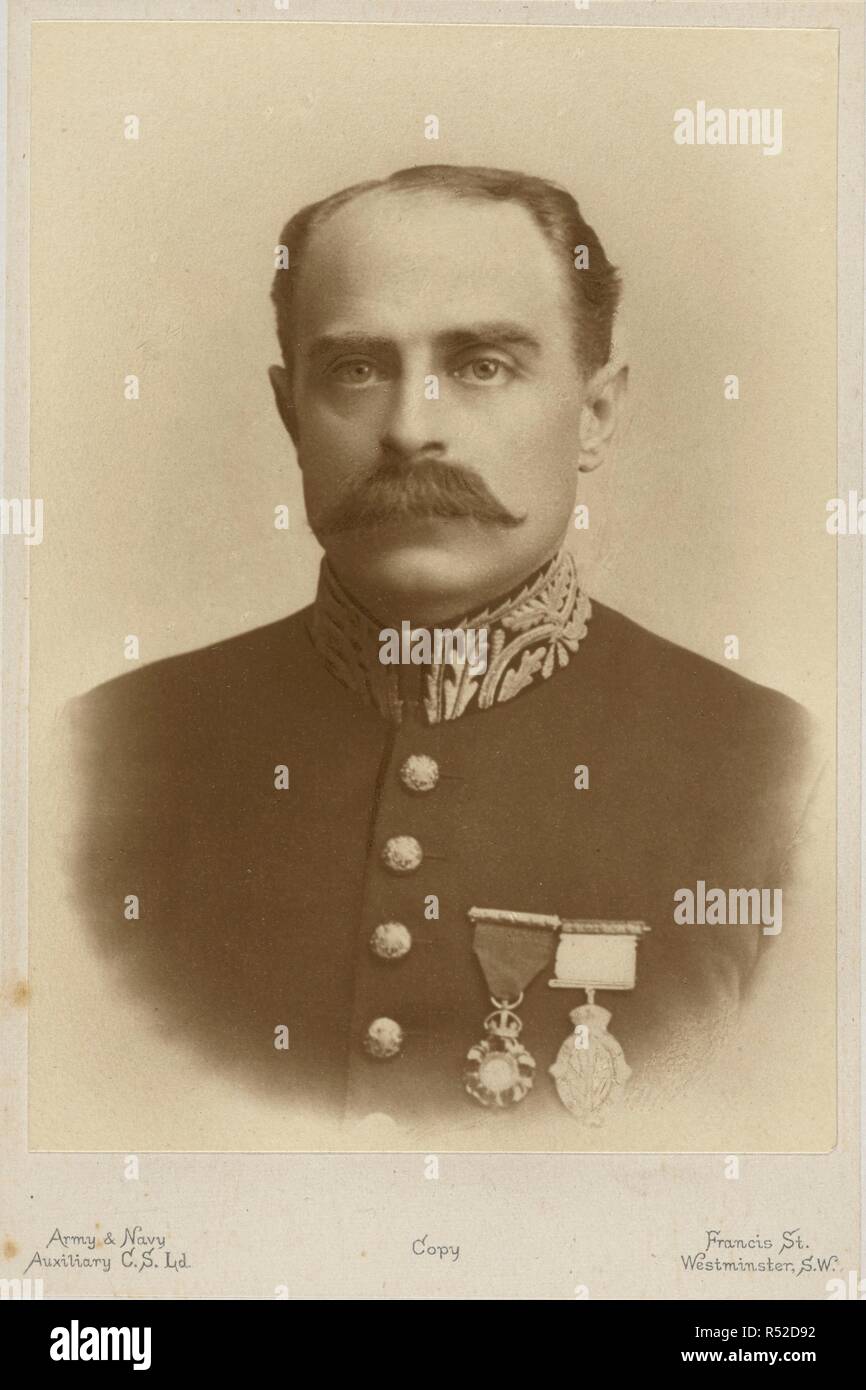 Ritratto di Francesco Younghusband. Esercito e della Marina negozi, 1900. Fonte: mss.euro.F.197.646.(13). Foto Stock