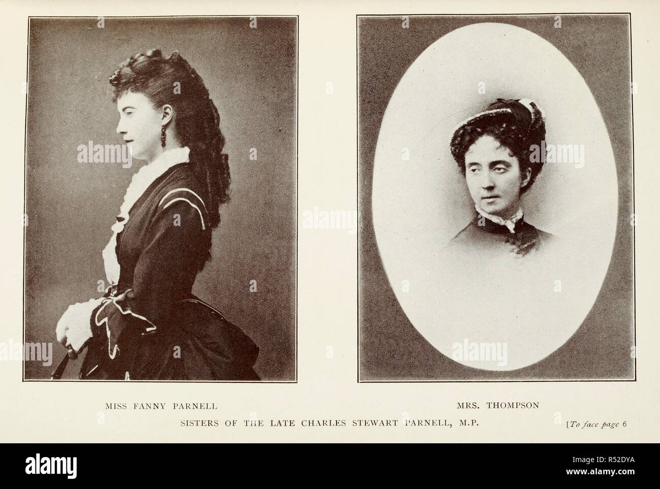 Fotografie di Miss Fanny Parnell e la Sig.ra Thompson - sorelle del compianto Charles Stewart Parnell p.f. La società i ricordi di Parigi e di Vienna, 1879-1904. Da un ufficiale inglese. Con trentadue illustrazioni. Giovanni lungo: Londra, 1907. Fonte: 010817.ee.19 opposta 6. Foto Stock