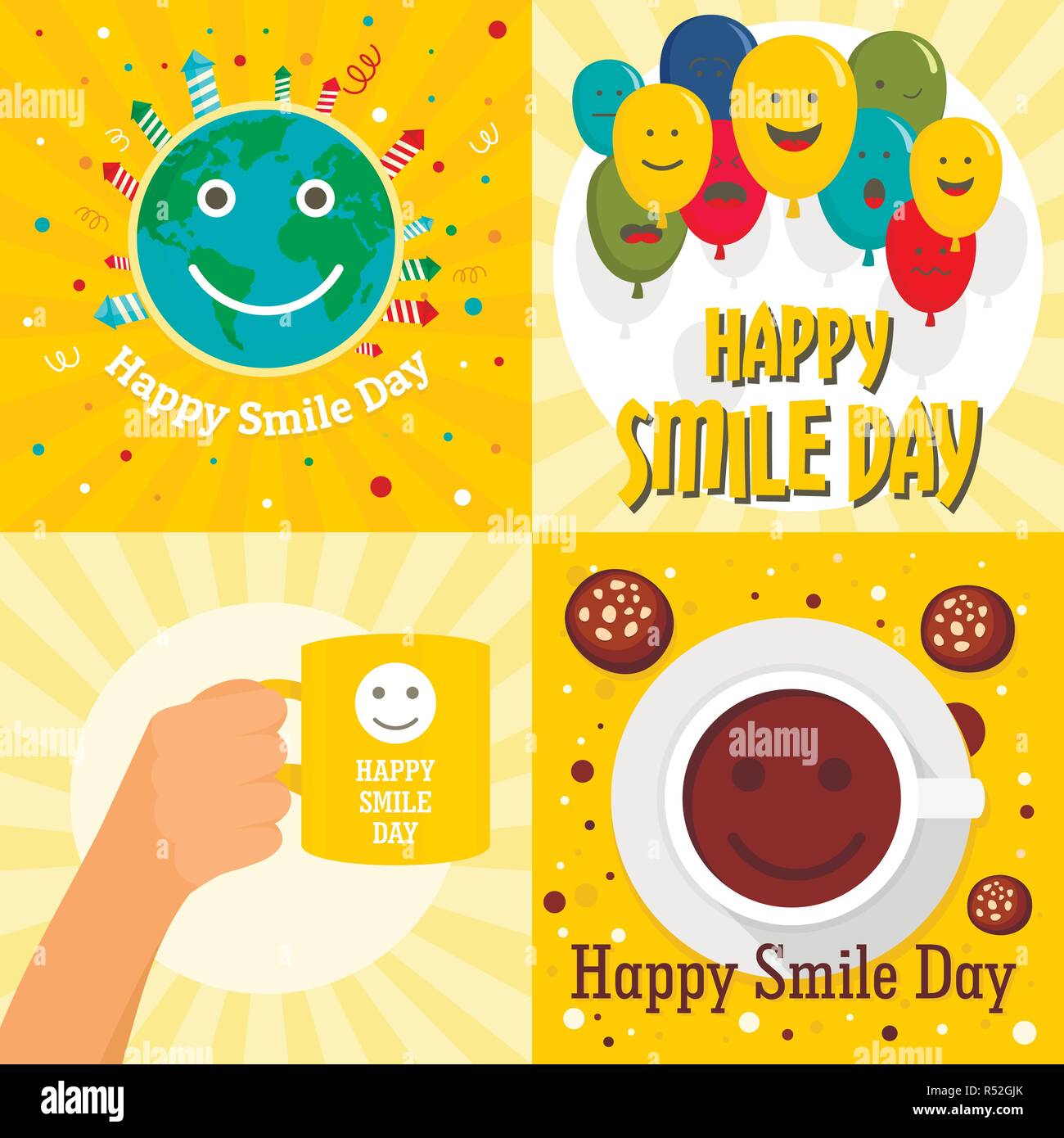 Smile giorno set di banner. Illustrazione piana di sorriso giorno vettore set di banner per il web design Illustrazione Vettoriale