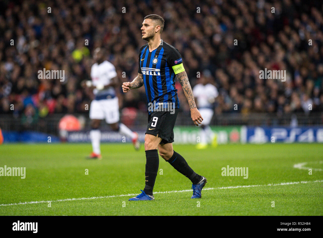 Londra, Inghilterra - novembre 28: Mauro Icardi di FC Internazionale guarda su durante il Gruppo B match di UEFA Champions League tra Tottenham Hotspur e FC Internazionale a Wembley Stadium il 28 novembre 2018 a Londra, Regno Unito. (Foto di Sebastian Frej/MB Media) Foto Stock