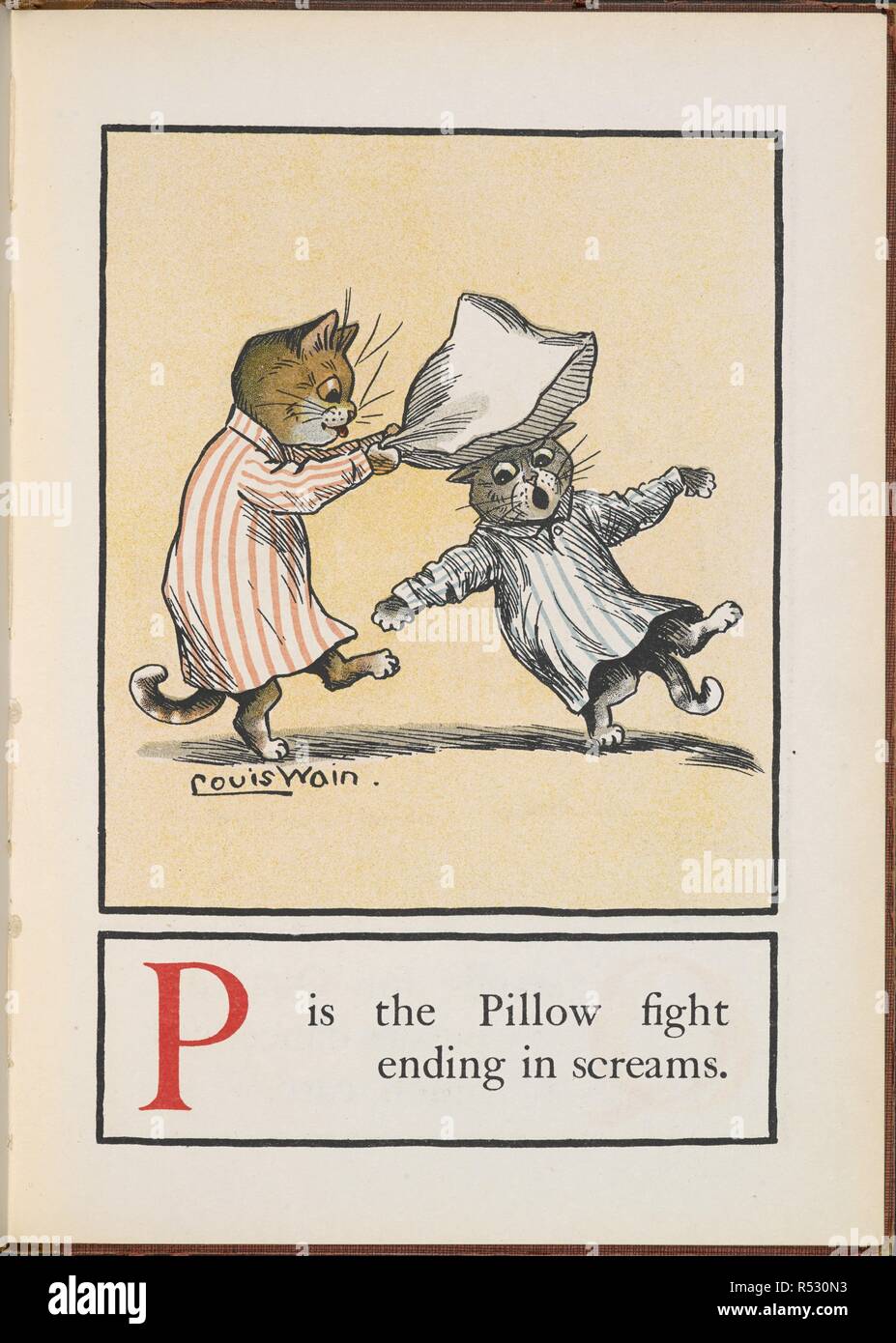 'P è il cuscino lotta che termina in urla.". Un gatto alfabeto e picture book per poco folk. Illustrato da Louis Wain. Londra : Blackie & Son, [1914.]. Fonte: 11650.h.69 pagina 16. Foto Stock