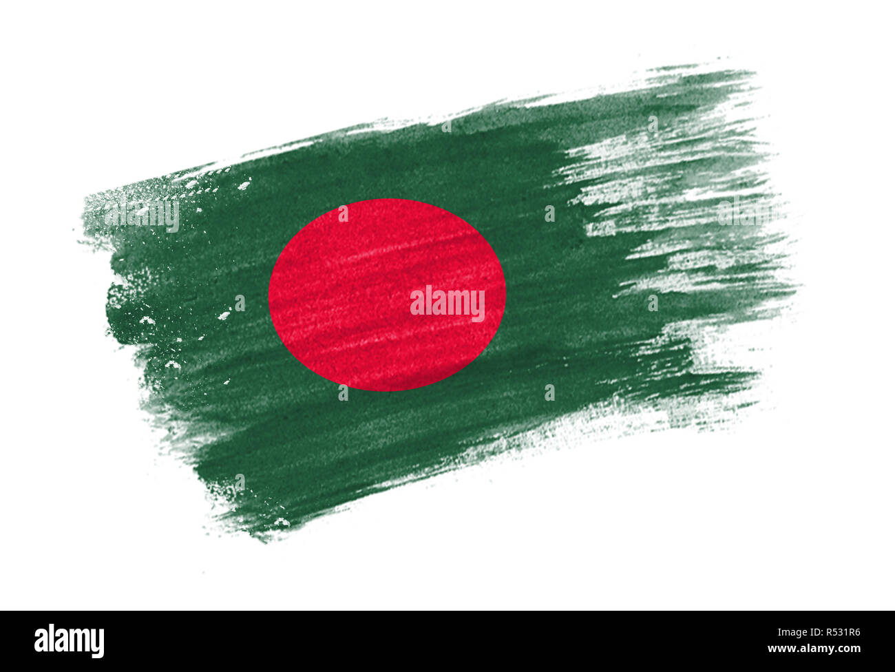 Dipinta a pennello bandiera Bangladesh. Disegnato a mano bandiera di stile del Bangladesh Foto Stock