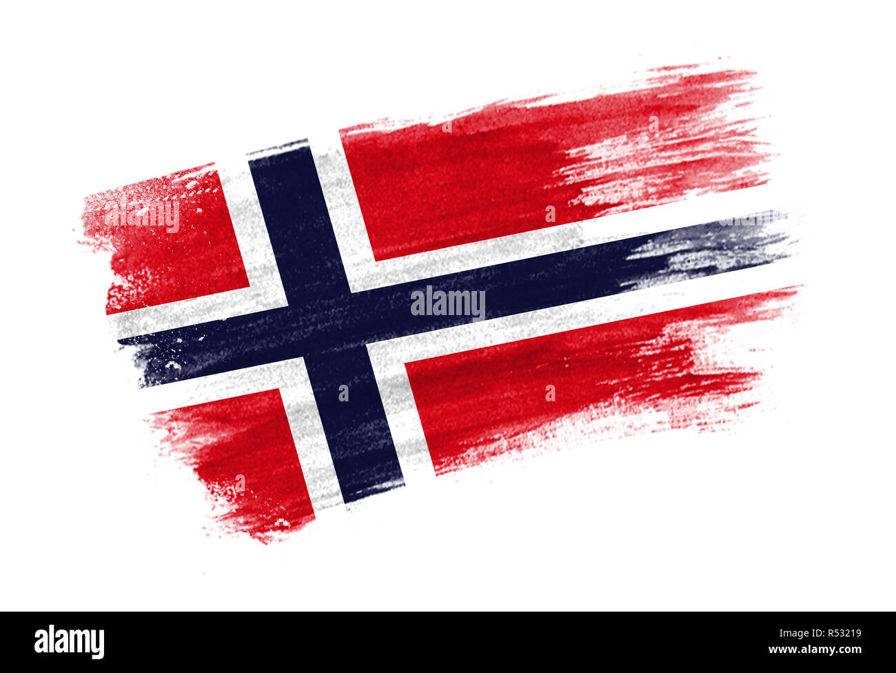 Dipinta a pennello bandiera della Norvegia. Disegnata a mano stile bandiera della Norvegia Foto Stock
