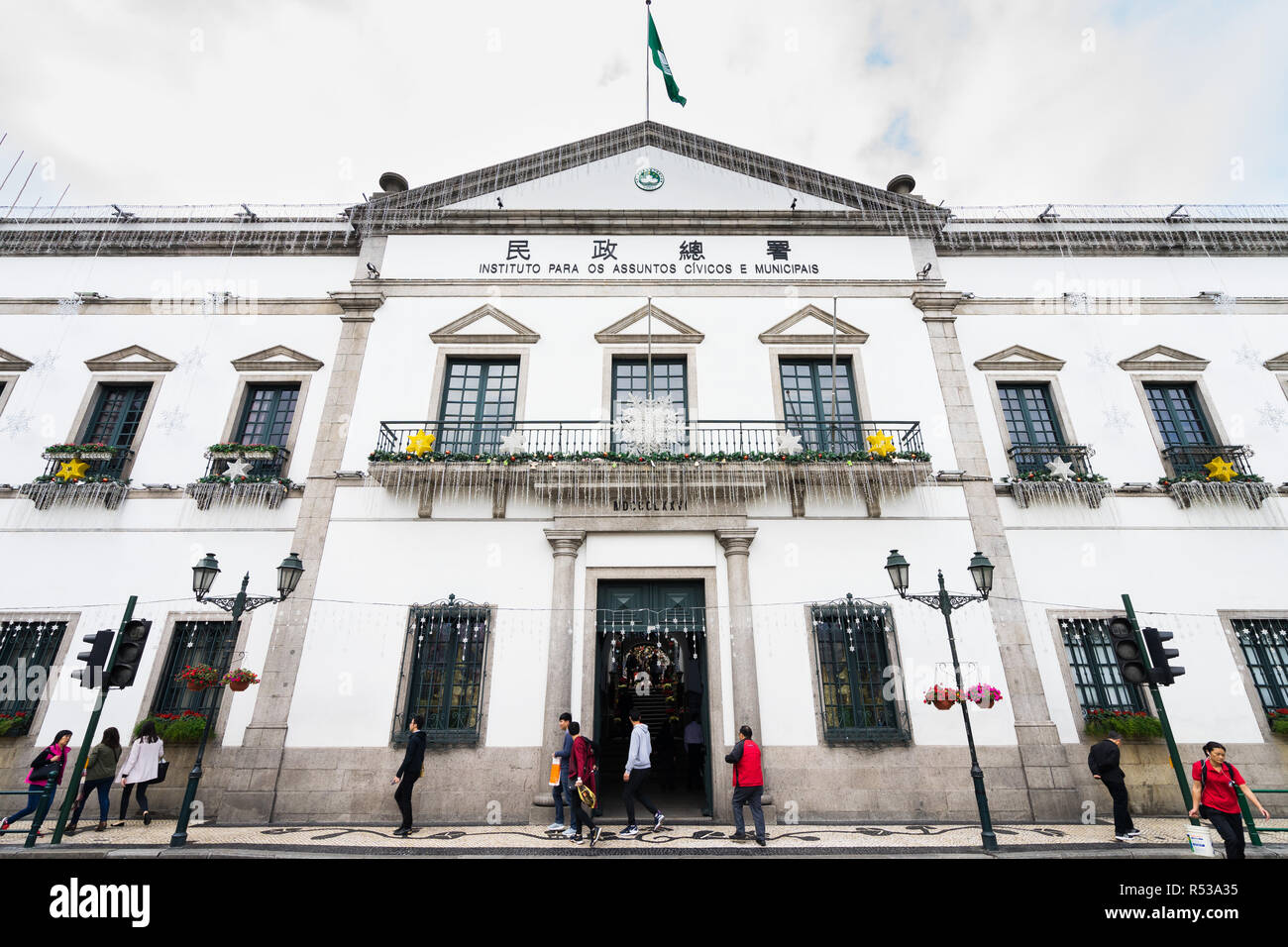 Civica Comunale e Ufficio degli Affari sulla Piazza Senado a Macao, ex sede portoghese di Macao il governo (Leal Senado edificio), Macao Foto Stock